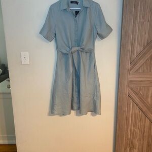 LAUREN Ralph Lauren Light Blue Linen Midi Dress